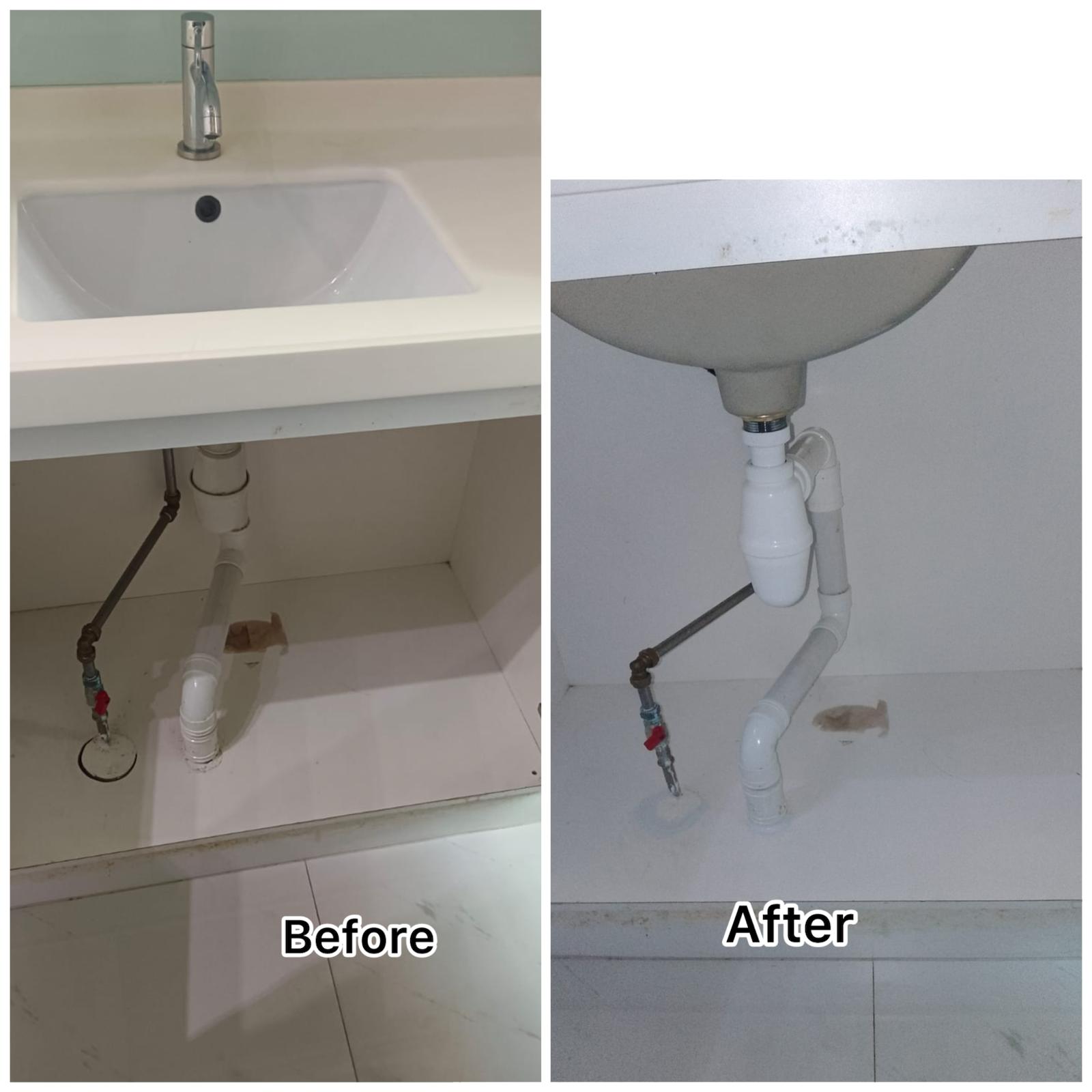 Bathroom Sink Bottle Trap Installation & Drain Pipe Replacement Service in Singapore